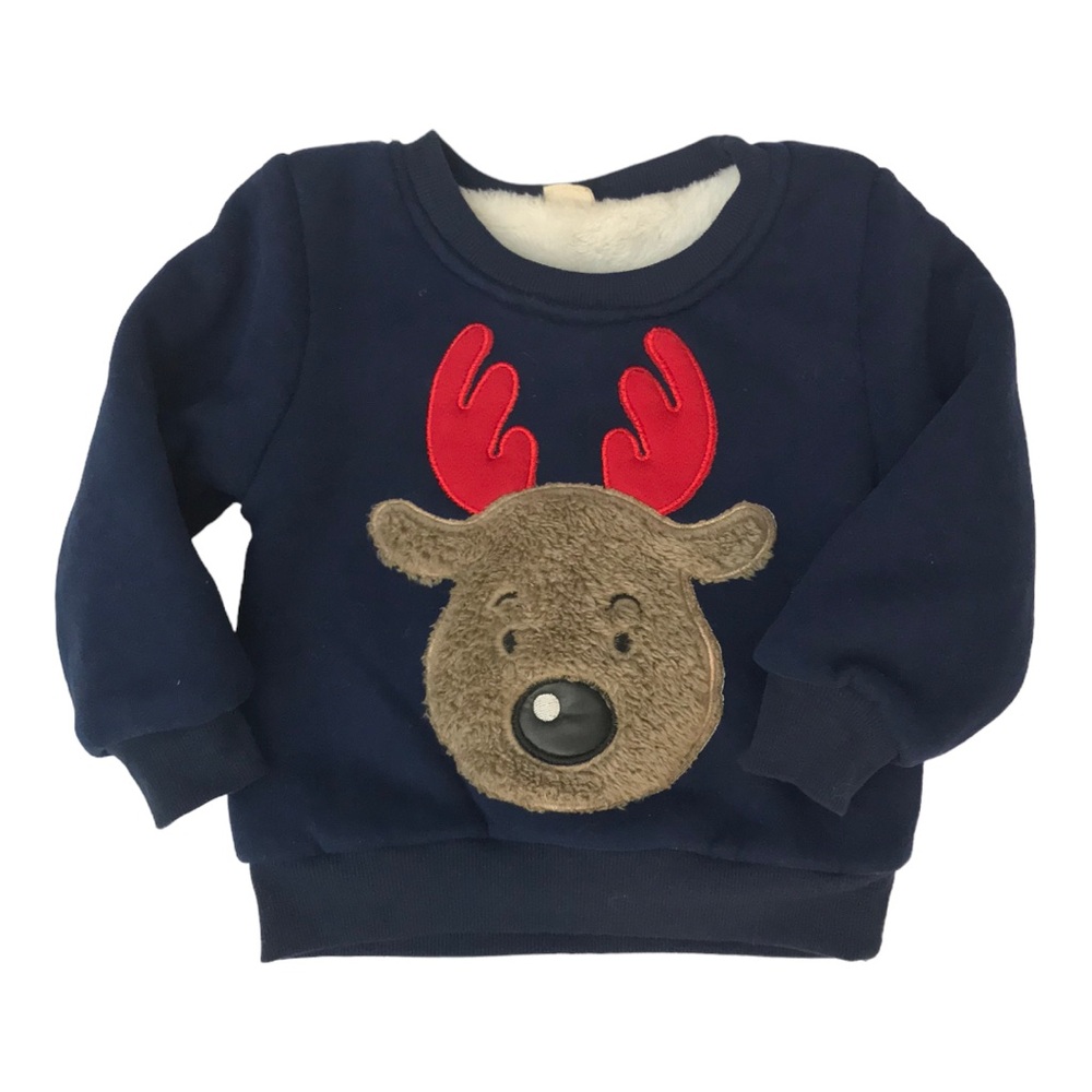 Kids Navy Reindeer Sweatshirt